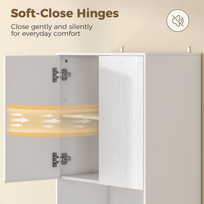 170 cm Kitchen Pantry Cabinet, Freestanding Storage Cabinet with Soft-Close Hinges, White Wood Effect
