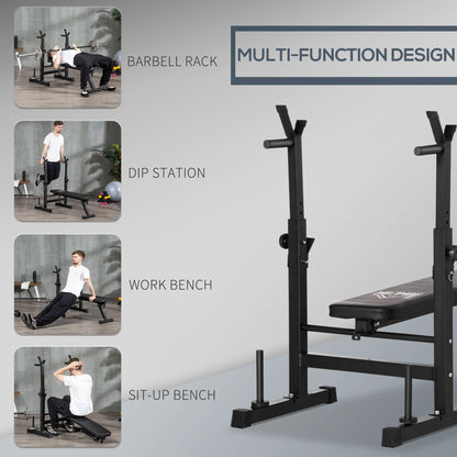 Adjustable Weight Bench, Foldable Bench, with Barbell Rack, Black