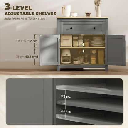 Sideboard Storage Cabinet, Morden Kitchen Cupboard with Adjustable Shelf, Drawer and Double Doors, Sideboard for Living Room