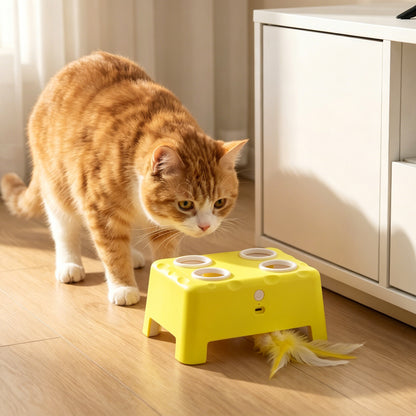 3 in 1 Interactive Cat Toys with Mouse & Feather Teaser Toy Rechargeable Automatic for Indoor Kittens & Adult Cats