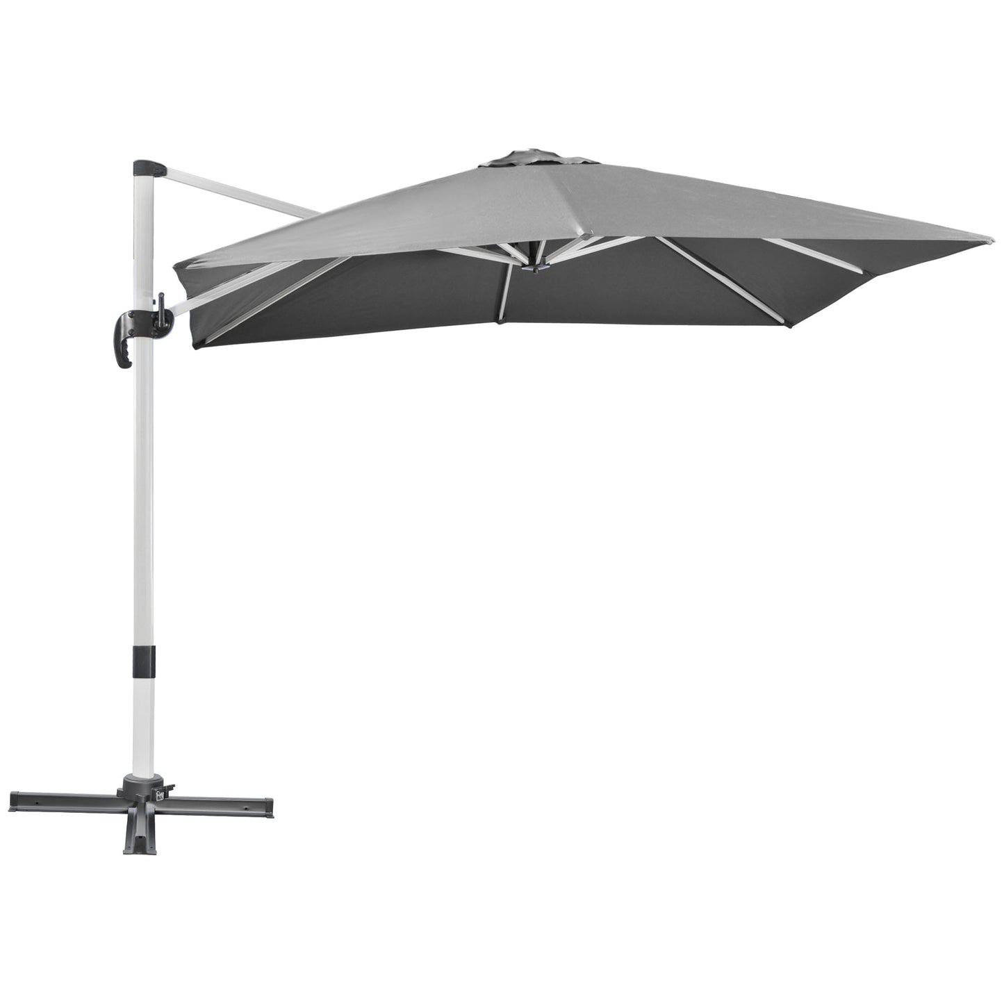 3 x 3(m) Cantilever Roma Parasol, Square Garden Umbrella with Cross Base, Crank Handle, Tilt