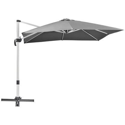 3 x 3(m) Cantilever Roma Parasol, Square Garden Umbrella with Cross Base, Crank Handle, Tilt