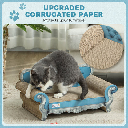 2-in-1 Cat Scratcher with Catnip for Indoor Cats, Light Blue