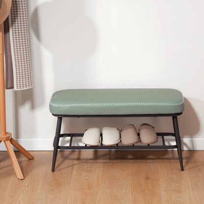 PU Leather Shoe Storage Bench - Green