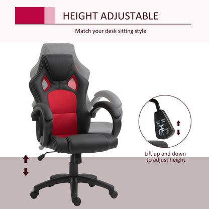 Office Chair Faux Leather Swivel Computer Desk Chair for Home Office with Wheels Armrests Black