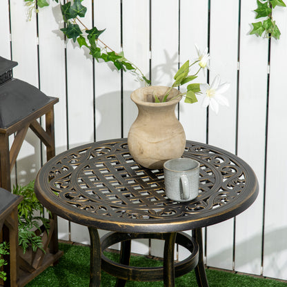 Outdoor Garden Table, Cast Aluminium Patio End Table with Anti-slip Foot Pads for Garden, Patio, Balcony, 60 x 60 cm