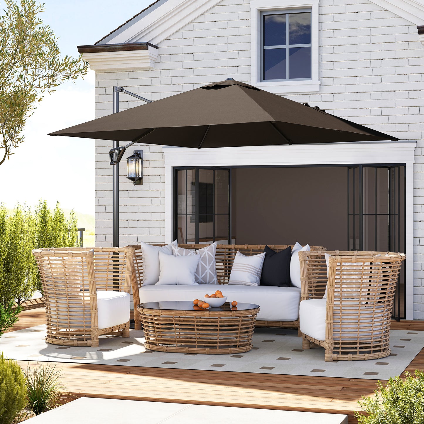 Patio Offset Parasol Umbrella - Tan