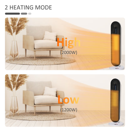Ceramic Space Heater, Indoor Tower Heater with 2 Heat, Oscillation, Remote Control, Timer, Tip-Over & Overheating Protection