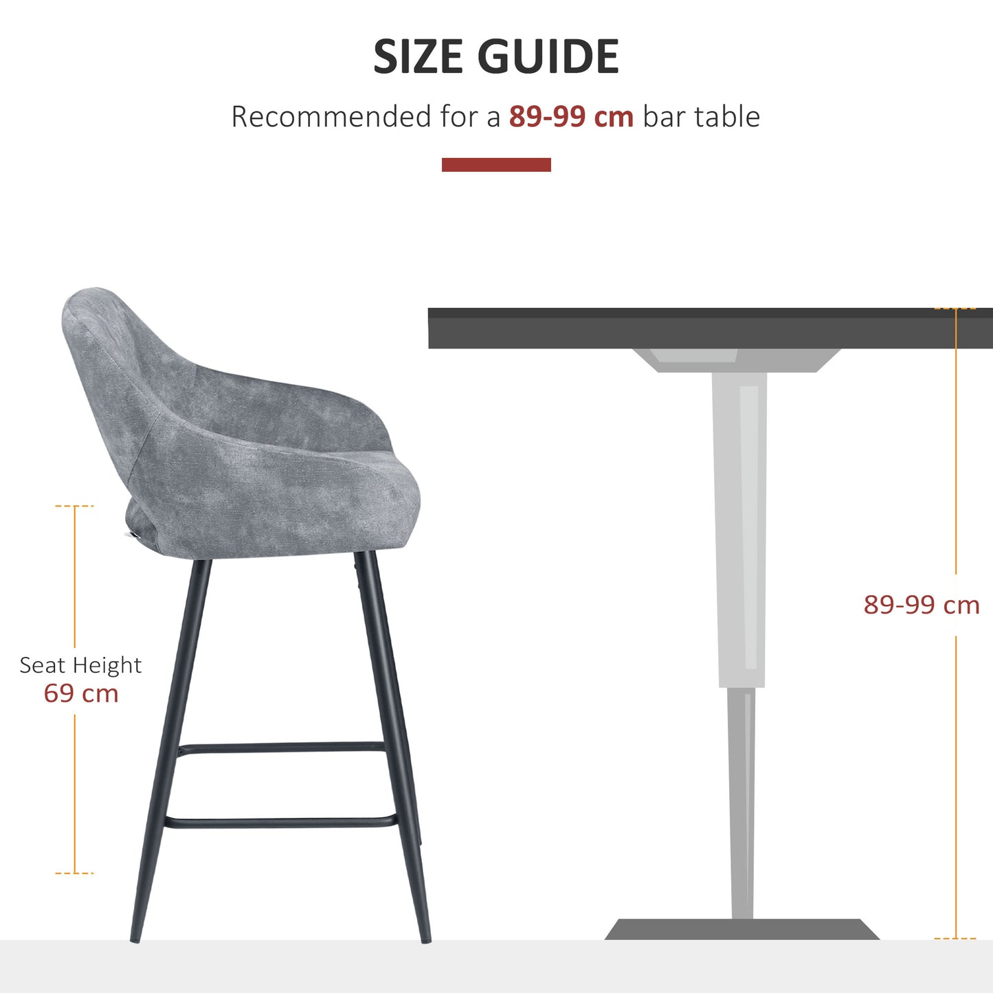 Bar Stools Set of 2, Velvet-Touch Fabric Counter Height Bar Chairs, Kitchen Stools with Steel Legs for Dining Area