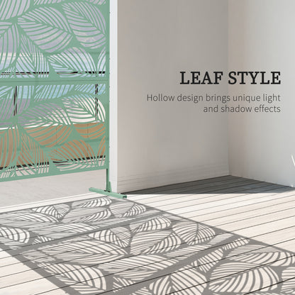 Metal Decorative Privacy Screen Outdoor Divider, Green Leaf