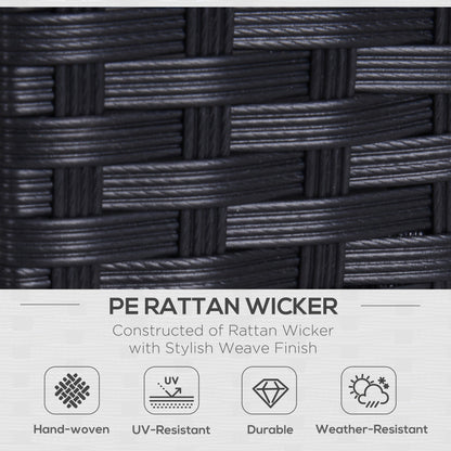 Rattan Sofa, 2 Seater Garden Furniture with Soft Padded Cushion and Armrests, Wicker Garden Loveseat for Patio, Black