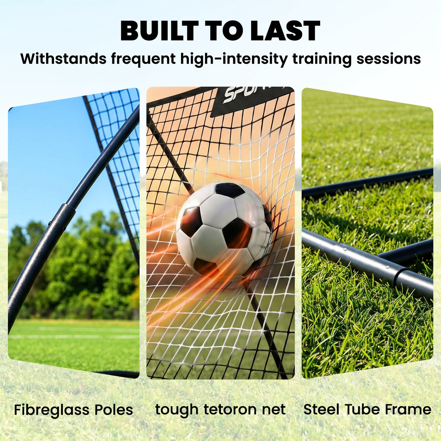 Football Rebounder Net, Portable Kickback Football Rebounder Net with Carry Bag and Ground Stakes