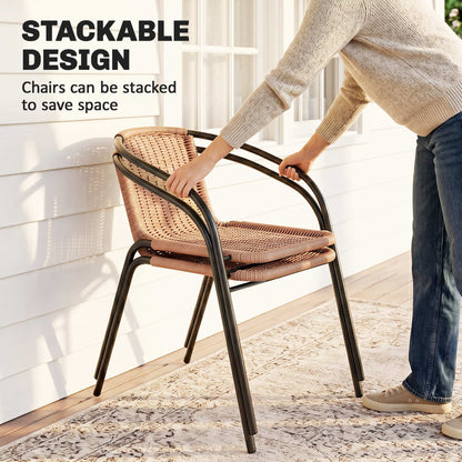 3 Pieces Rattan Bistro Set - Brown