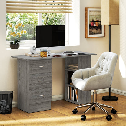 Computer Desk with Drawers, Home Office Desk, Writing Table, PC Workstation with 3 Storage Shelves for Working, Study