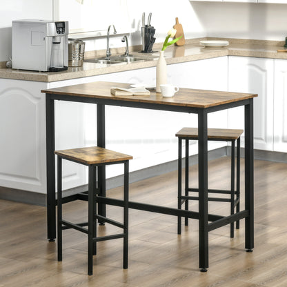 Industrial Bar Stools, Set of 2 Kitchen Breakfast Bar Chairs with Footrest, Counter Height Island Stools for Dining Area