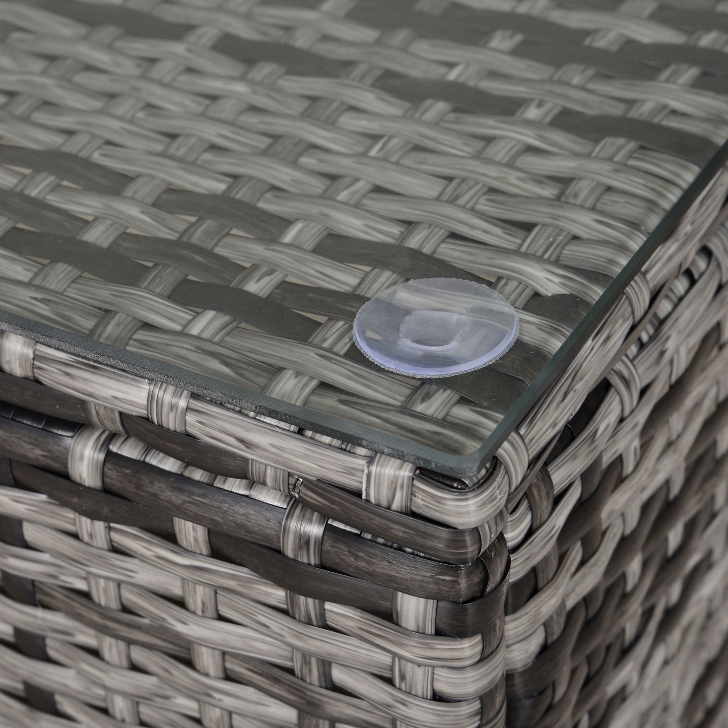 PE Rattan Garden Coffee Table, with Glass Table Top - Grey