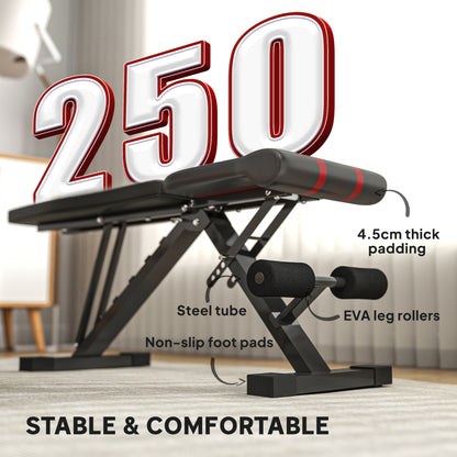Foldable Weight Bench, Adjustable Incline Flat Bench Press with 6-Level Backrest, 4-Level Seat