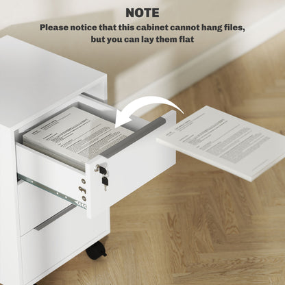 Three-Drawer Locking Filing Cabinet - White