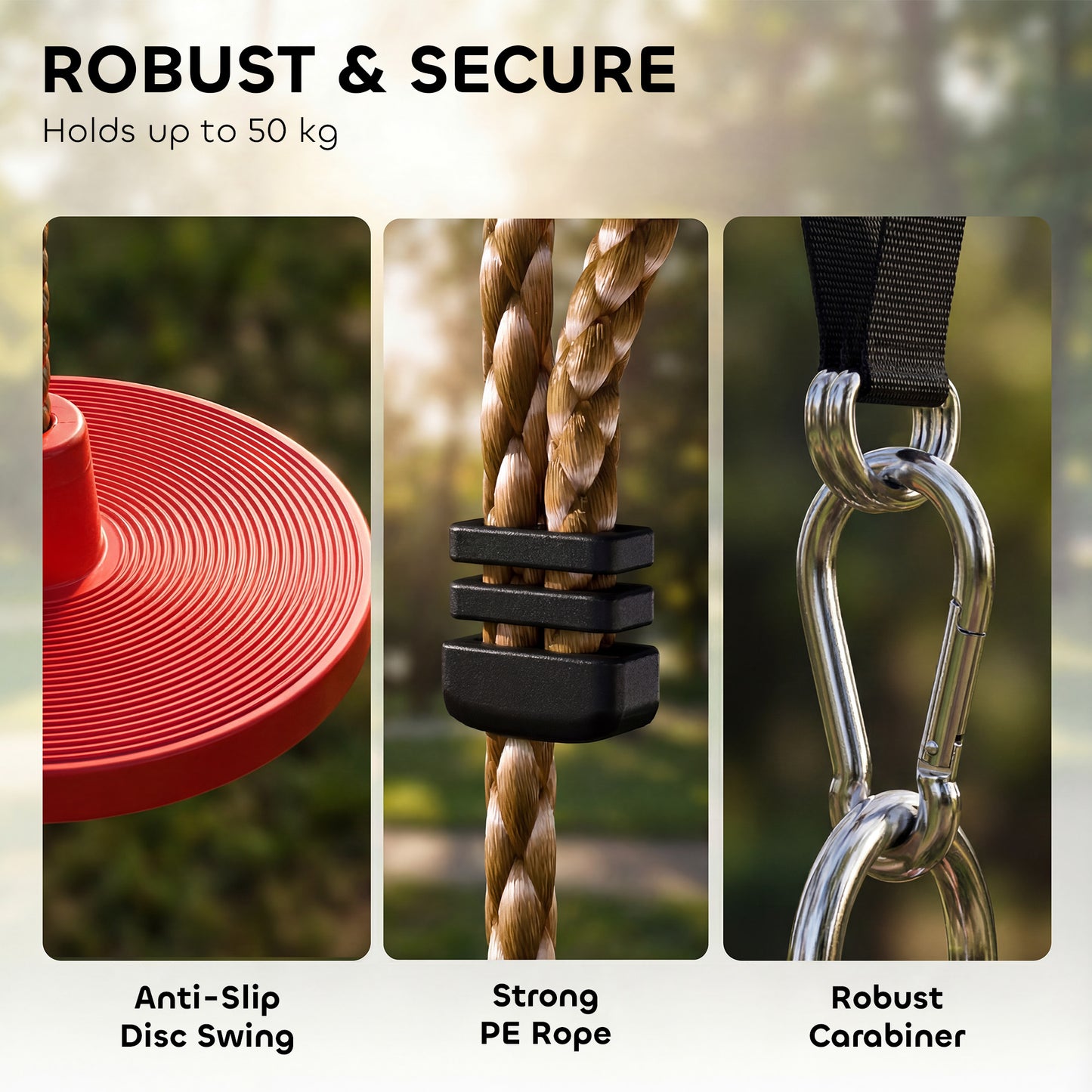 Climbing Rope, Kids Tree Swing Kit with Platforms and Disc Swings Seat, Obstacle Course Kids for Garden, Red