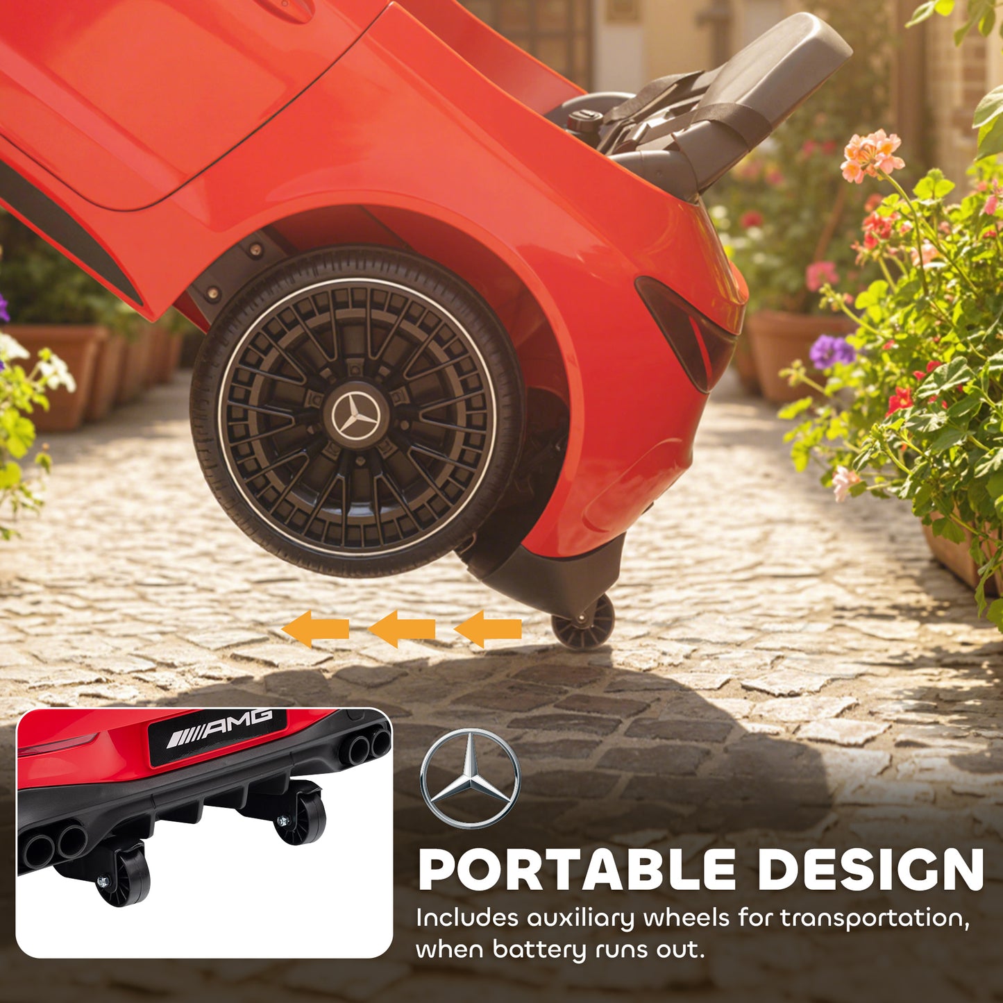 Licensed Mercedes AMG Kids Electric Car, 12V Ride On Car with Dual Motors, Remote Control for 3-6 Years, Red