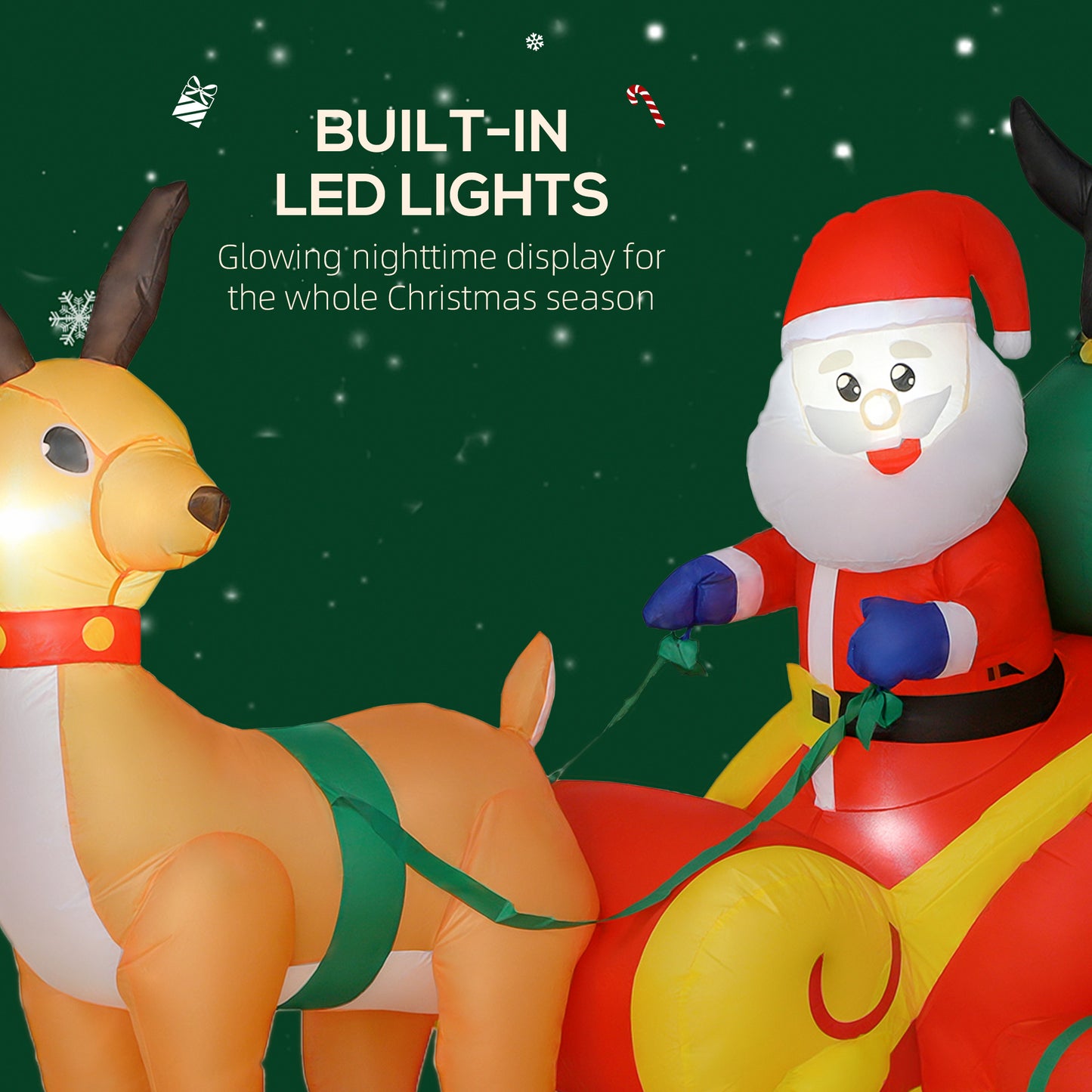 6ft Inflatable Santa Sleigh Decoration, with Accessories