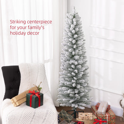 5ft Artificial Snowy Pencil Christmas Tree - White
