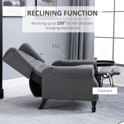 Recliner Armchair, Vintage Reclining Chair with Nail Head Trim, Wingback Chair with Button Tufted Back and Footrest