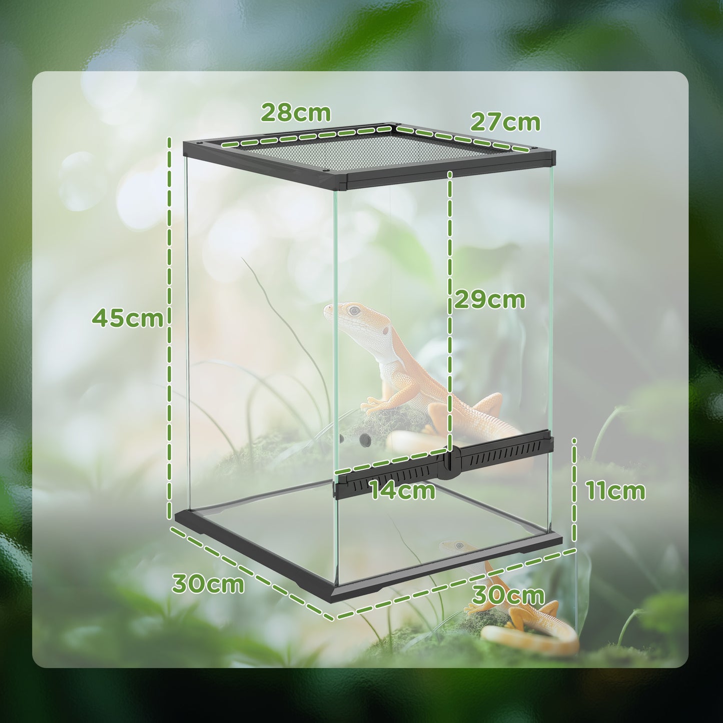 40L Vivarium for Lizards, Frogs, Snakes, Turtles, Tortoises w/ Anti-Escape Design, Ventilation