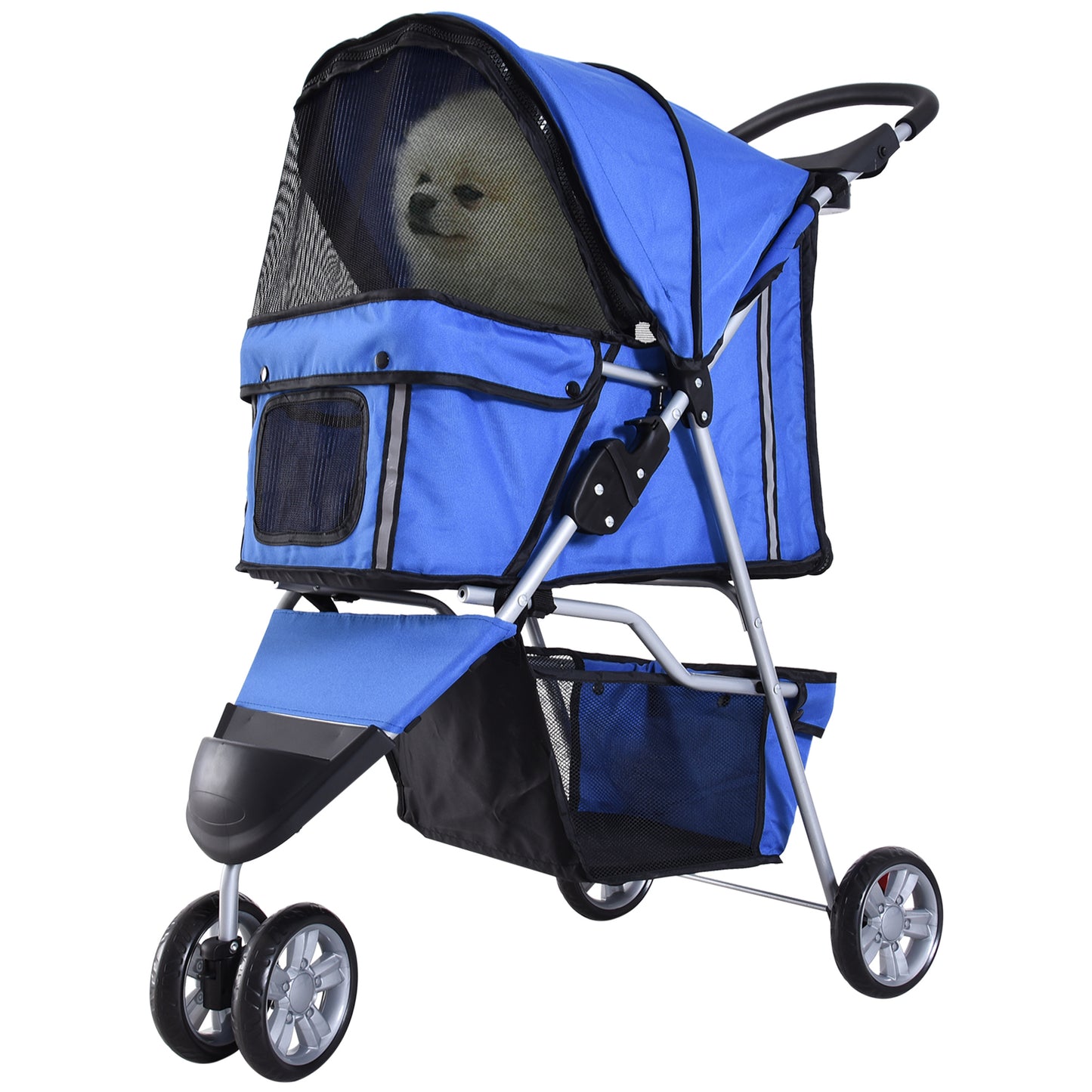 3 Wheel Pet Stroller for Small and Miniature Dogs, Blue