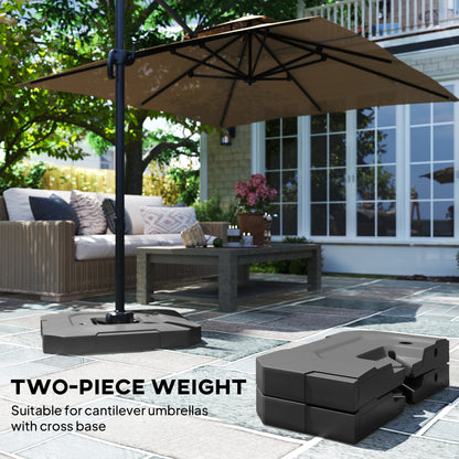 2PCS Umbrella Weights for Cantilever Parasols, Parasol Base Weights, 80 kg for Water or 105 kg Water and Sand Mix, Black
