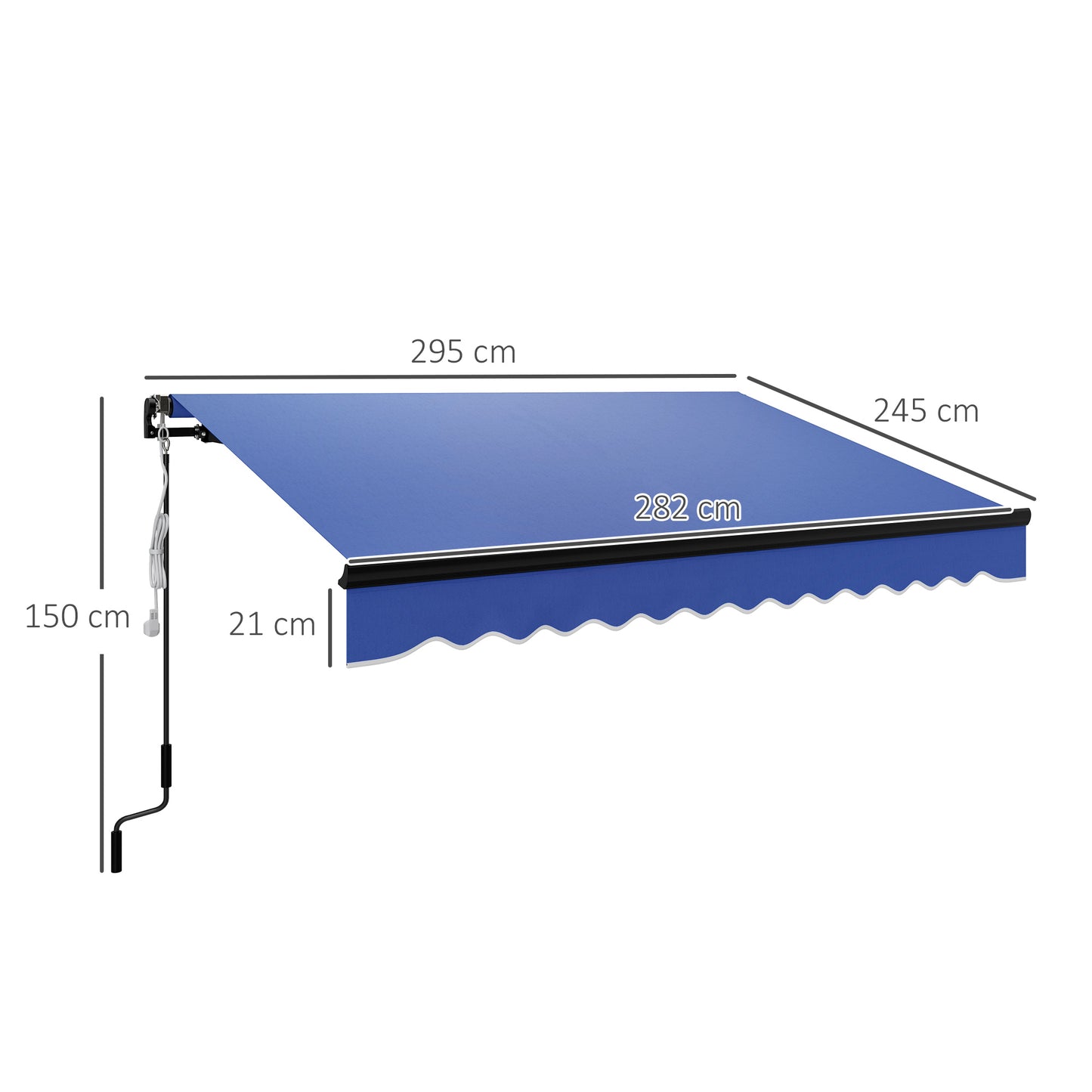 3 x 2.5m Electric Awning with LED Light and Remote Controller, Aluminium Frame DIY Retractable Awning