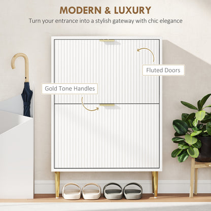 Elegant Two-Drawer Shoe Cabinet - White