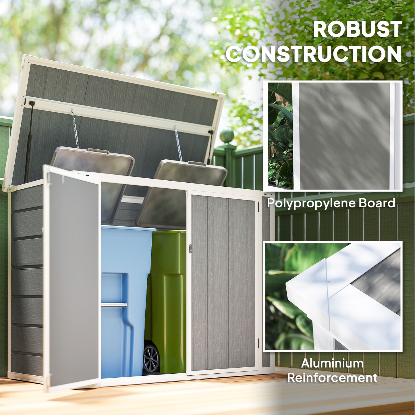 4.7 x 2.5FT Garden Shed, Double Bin Storage Shed with Lockable Doors