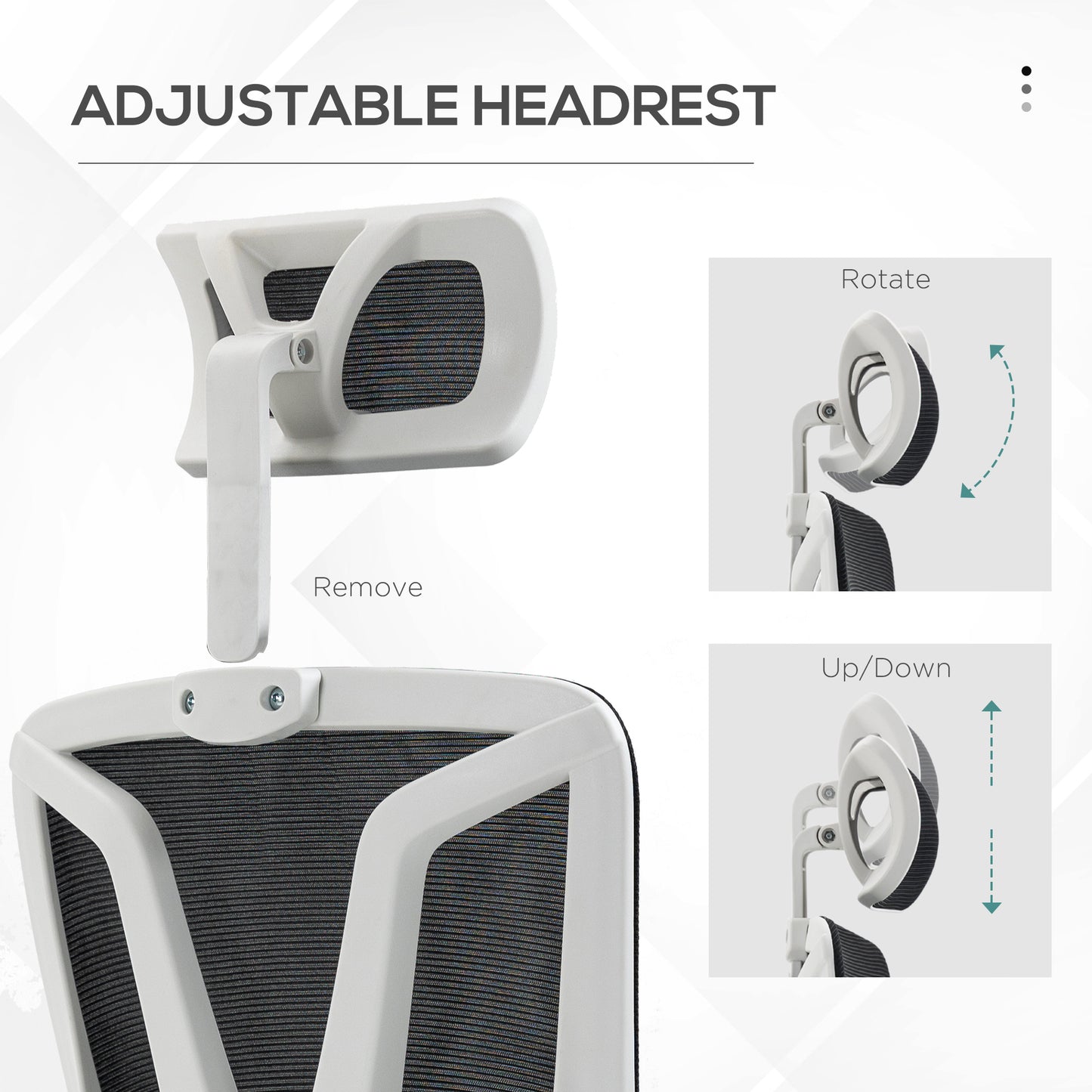 Ergonomic Office Chair, High Back Desk Chair, Reclining Mesh Computer Chair with Adjustable Headrest, Lumbar Support