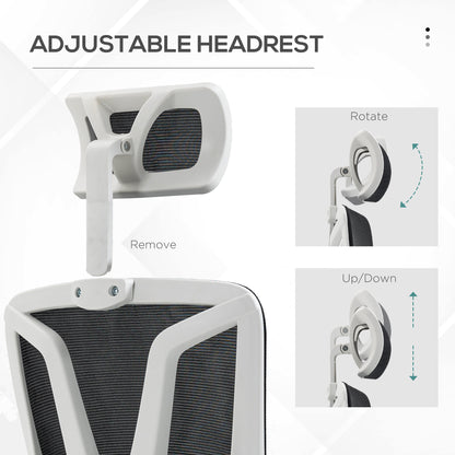 Ergonomic Office Chair, High Back Desk Chair, Reclining Mesh Computer Chair with Adjustable Headrest, Lumbar Support