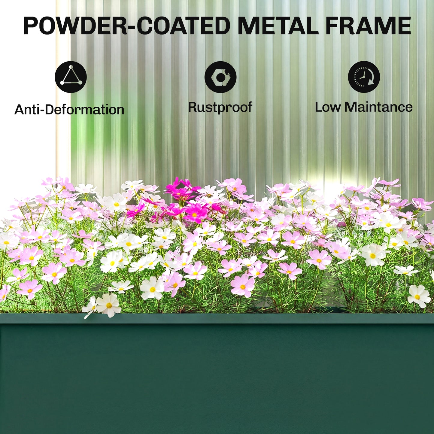 Raised Planter, Metal Raised Garden Bed on Legs with Drainage Hole and Foot Covers, Green