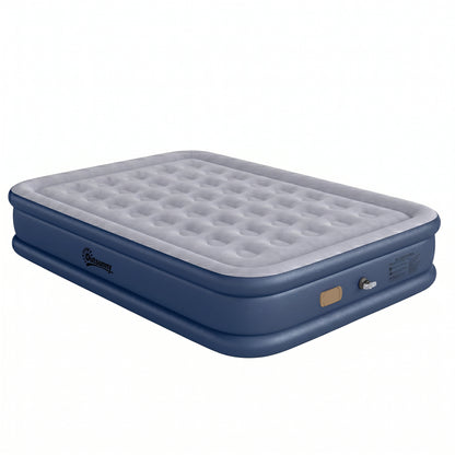 Inflatable Mattress, Double Air Bed with Built-in Electric Pump, 3 Mins Inflation, Flocked Surface, Grey