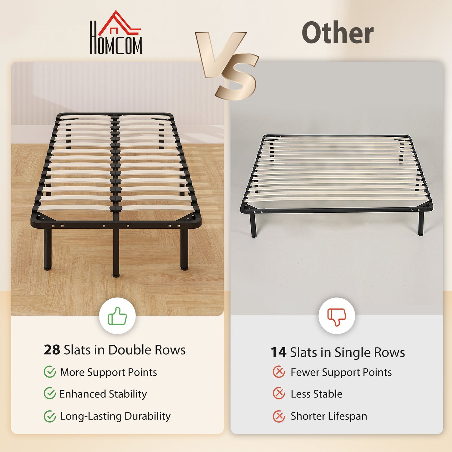 3ft Single Bed Frame, Metal Platform Bed Frame with 2 x 14 Wood Slats, No Box Spring Needed, Underbed Storage, Black