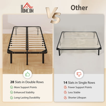 3ft Single Bed Frame, Metal Platform Bed Frame with 2 x 14 Wood Slats, No Box Spring Needed, Underbed Storage, Black