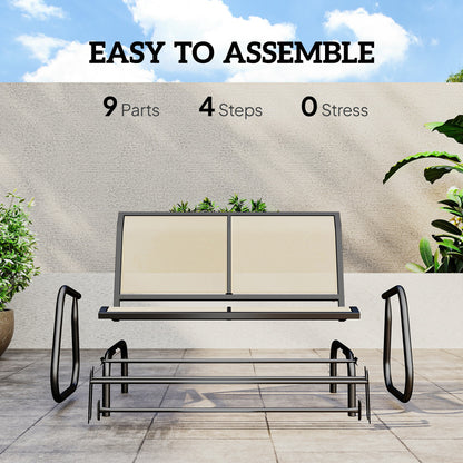 2-Person Outdoor Glider Bench Patio Double Swing Gliding Chair Loveseat w/Power Coated Steel Frame for Garden Patio Porch