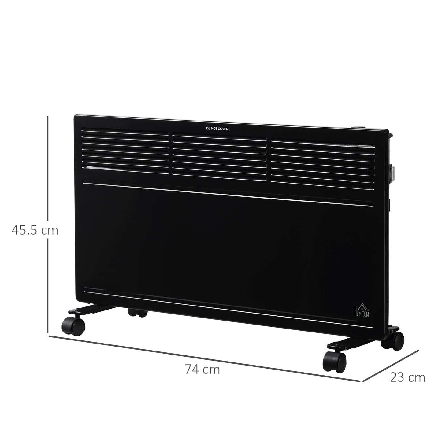 POWER Convector Radiator, Energy Saving Freestanding or Wall-mounted Heating with 2 Heat Settings Safety Cut-Off, Black