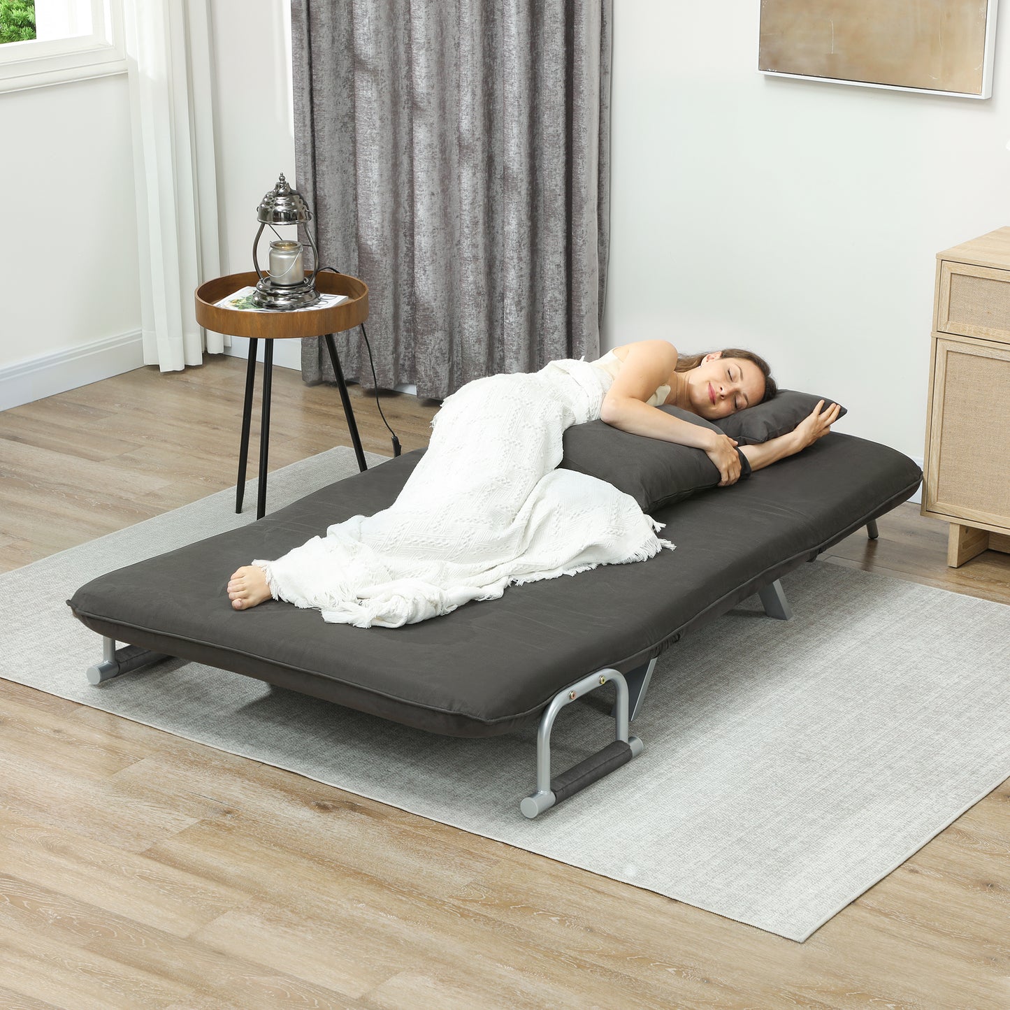 Two-Seater Click-Clack Sofa Bed - Charcoal Grey