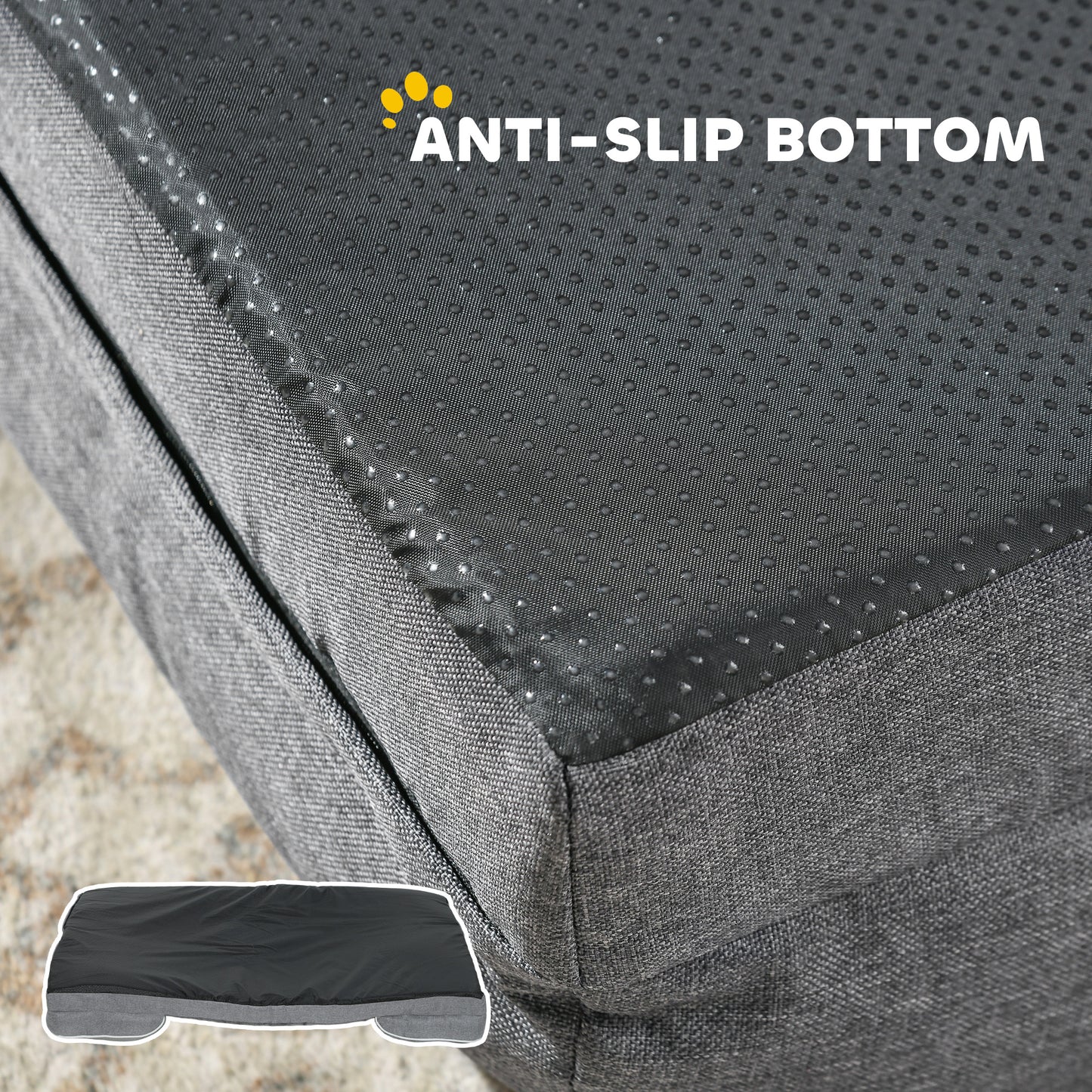 Dog Sofa Bed, Washable Pet Bed with Removable Cover and Non-Slip Bottom for Small, Medium and Large Dogs, Grey