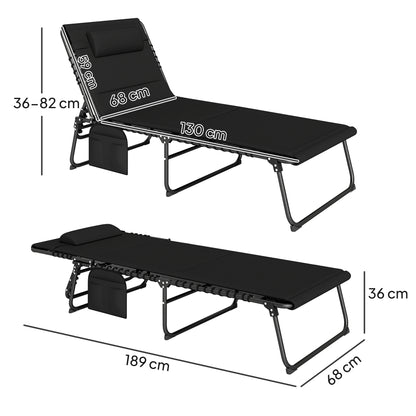Set of Two Reclining Sun Loungers - Black