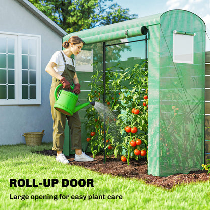 Mini Greenhouse, Garden Tomato Growhouse with Roll-Up Door and 2 Mesh Windows, PE Cover, 200 x 75 x 188 cm, Green