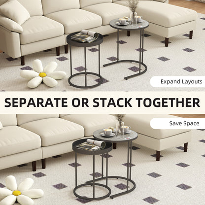 Set of Two Industrial Nesting Tables - Grey