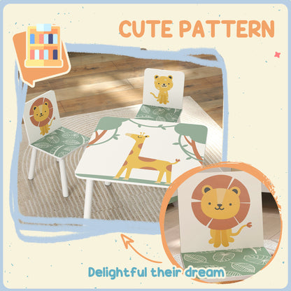 3-Piece Toddler Table and Chair Set, Kids Table with 2 Chairs Set for Bedroom, Nursery, Playroom, Green