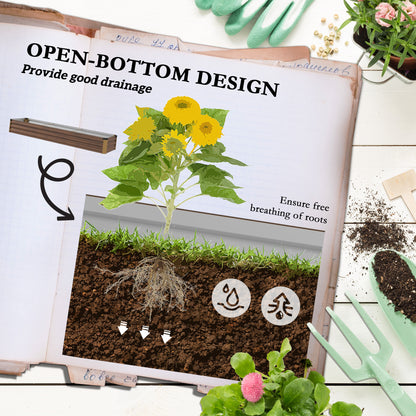60 x 240cm Galvanised Steel Planter, with Open Bottom, Brown