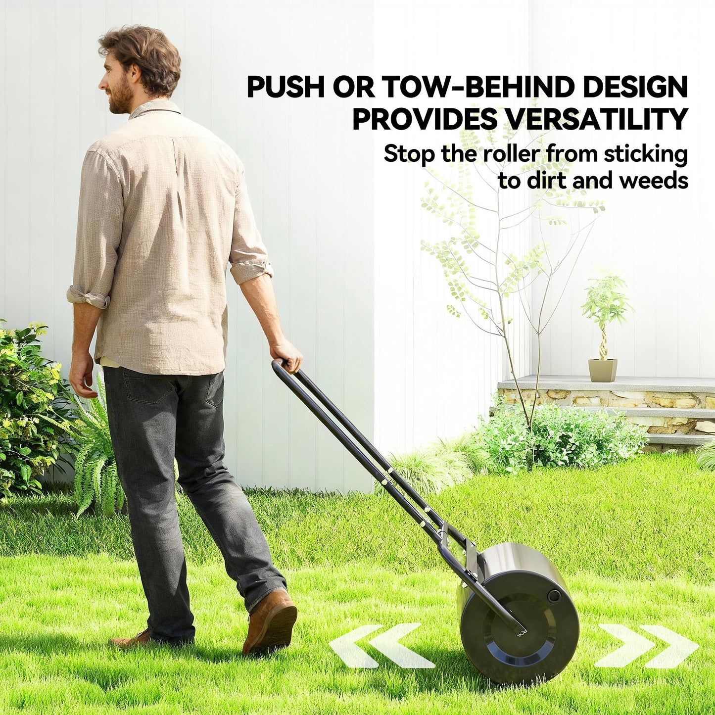 38L Fillable Cylinder Steel Lawn Roller - Black