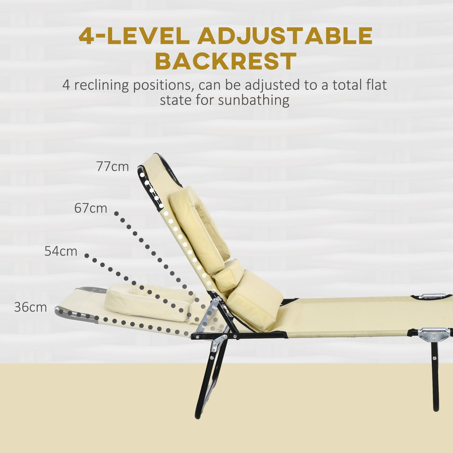 Folding Sun Loungers Set of 2 with Face Hole, 4-Position Adjustable Backrest Garden Recliner Chair Sunbed